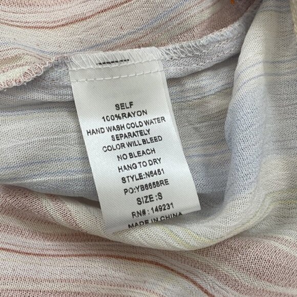 NEW NWT KORI Salmon & Blue Striped Tassel Top Beach Coverup V-neck Oversized Sm - Picture 9 of 9